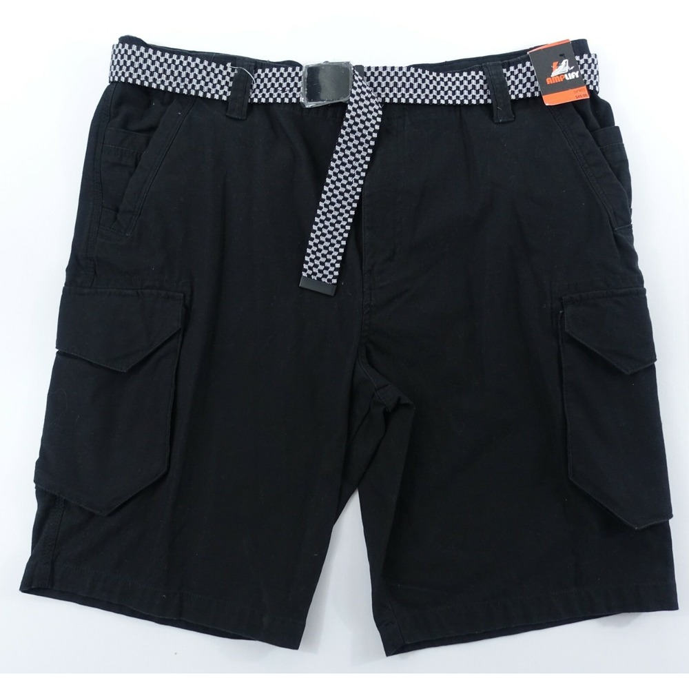 Amplify Wooster Cargo Shorts Men 40 Black Belted Pockets Cotton NWT